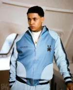 Athletic Gradient Poly Track Jacket - Baby blue