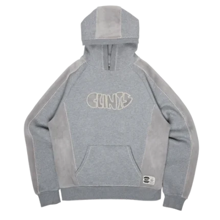 Fleece Panel Hoodie- Grey