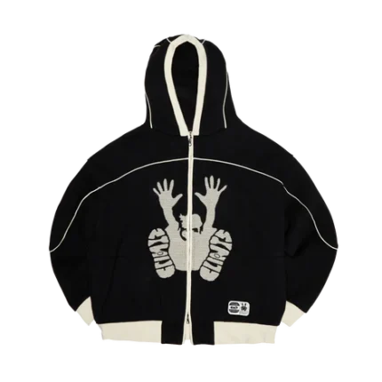 Contrast Stencil Hoodie- Black/Beige