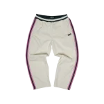 Athletic Dotted Poly Track- Ivory/Pink Pant