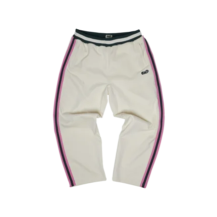 Athletic Dotted Poly Track- Ivory/Pink Pant
