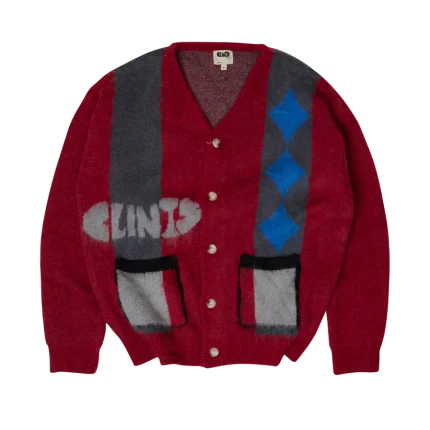 Clints Mohair Diamond Cardigan -Red/Black