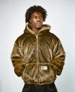 Hooded Faux Fur- Brown Jacket