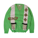 Clints Mohair Diamond Cardigan - Green/Grey