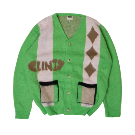 Clints Mohair Diamond Cardigan - Green/Grey