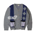 Clints Mohair Diamond Cardigan - Grey/Blue