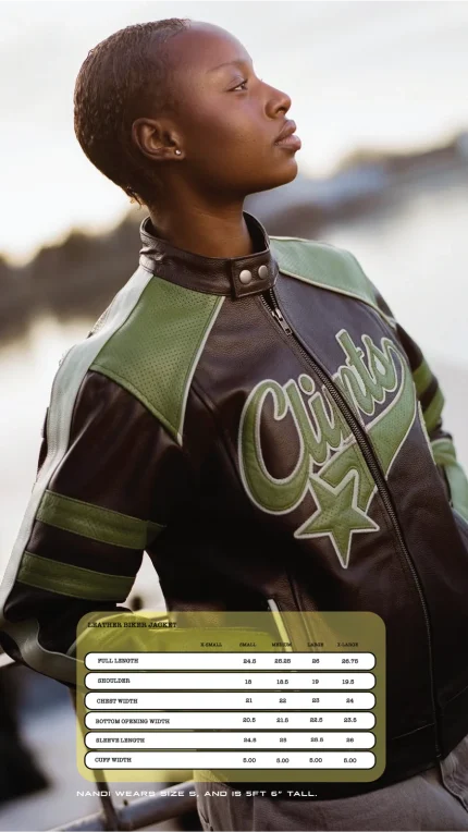 Clints Leather Biker Jacket - Brown/Green
