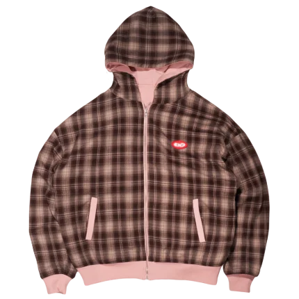 Clints Reversible Plaid hoodie - Pink/Brown