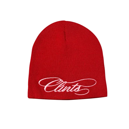 Clints Script Beanie - Red/Pink