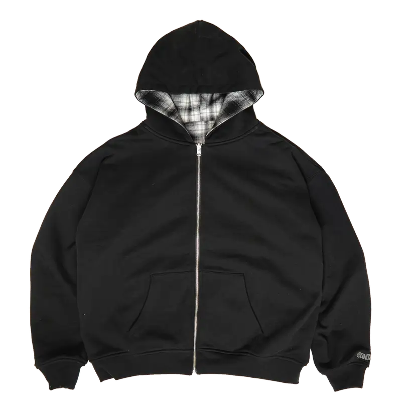 Clints Reversible Plaid hoodie - Black/White