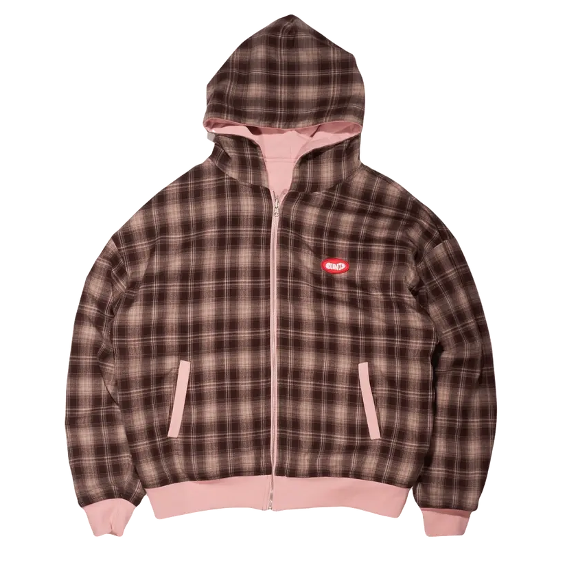 Clints Reversible Plaid hoodie - Pink/Brown