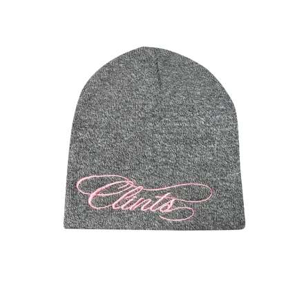 Clints Script Beanie - Grey/Pink