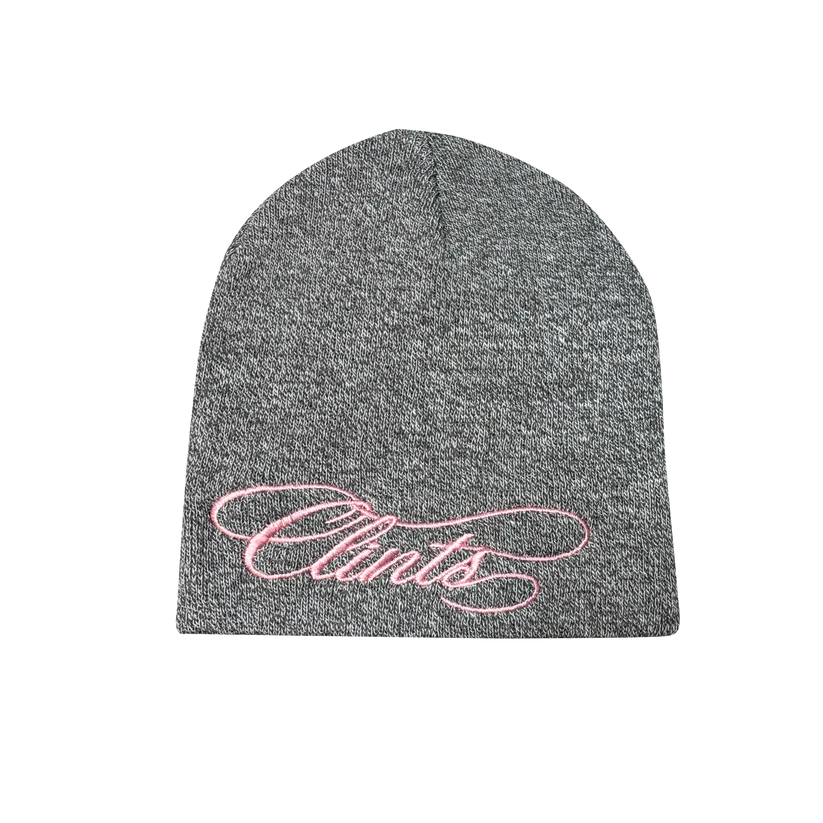Clints Script Beanie - Grey/Pink Clints Script Beanie - Grey/Pink