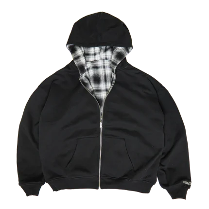 Clints Reversible Plaid hoodie - Black/White