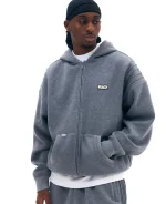 Clints Pintuck Zip Hoodie - Marl