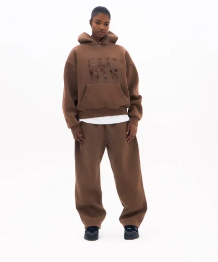 Clints Patchwork Hoodie - Brown