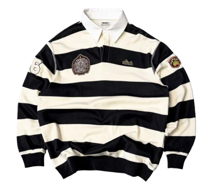 Clints Stripe Polo - Beige Black