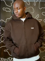 Clints Pintuck Brown Hoodie