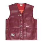 Clints Leather Vest - Burgundy