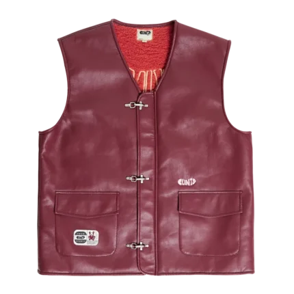 Clints Leather Vest - Burgundy