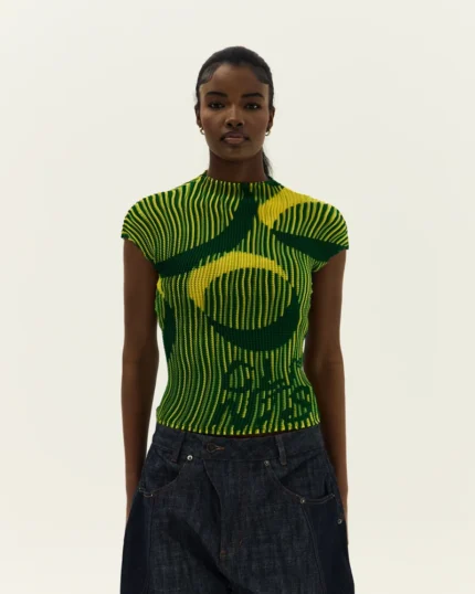 'Clints Pleated Crop Top - Green