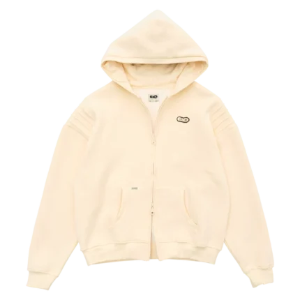 Clints Pintuck Zip Hoodie - Beige